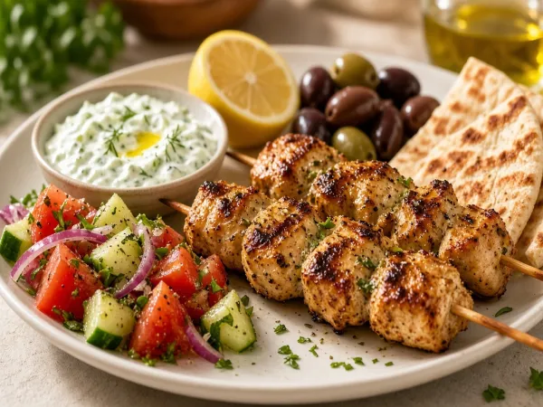 Greek Chicken Souvlaki Plate